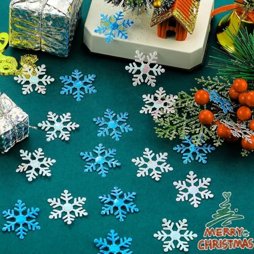 1600 Pieces 3 Size Snowflake Glitter Confetti for Christmas Party Table Decor P404201
