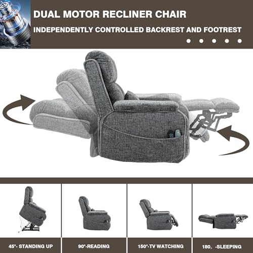 Lift Chair Recliner with Massage and Heat, Heavy Duty for Seniors, Brown V12888