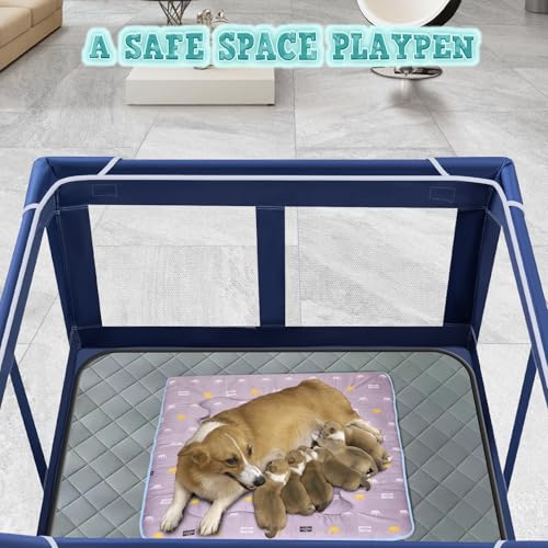 42x42x25.6 Inches Puppy Playpen with Gate for Small Dogs Indoor & Outdoor G192