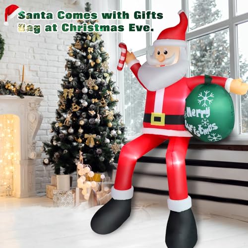 8 FT Christmas Inflatables Santa Claus with Gifts Bag, LED Light, Outdoor Decor F2174