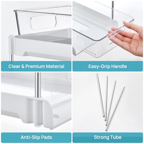 Vtopmart 4 Pack 2 Tier Clear Under Sink Organizer with Pull-Out Track E175