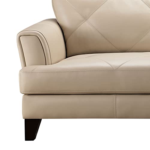Abbyson Living Top Grain Leather Loveseat, Cream Q922361