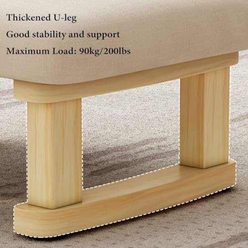 ZAJ Foot Stool Ottoman with Wooden U Shaped Legs for Bedroom S739197