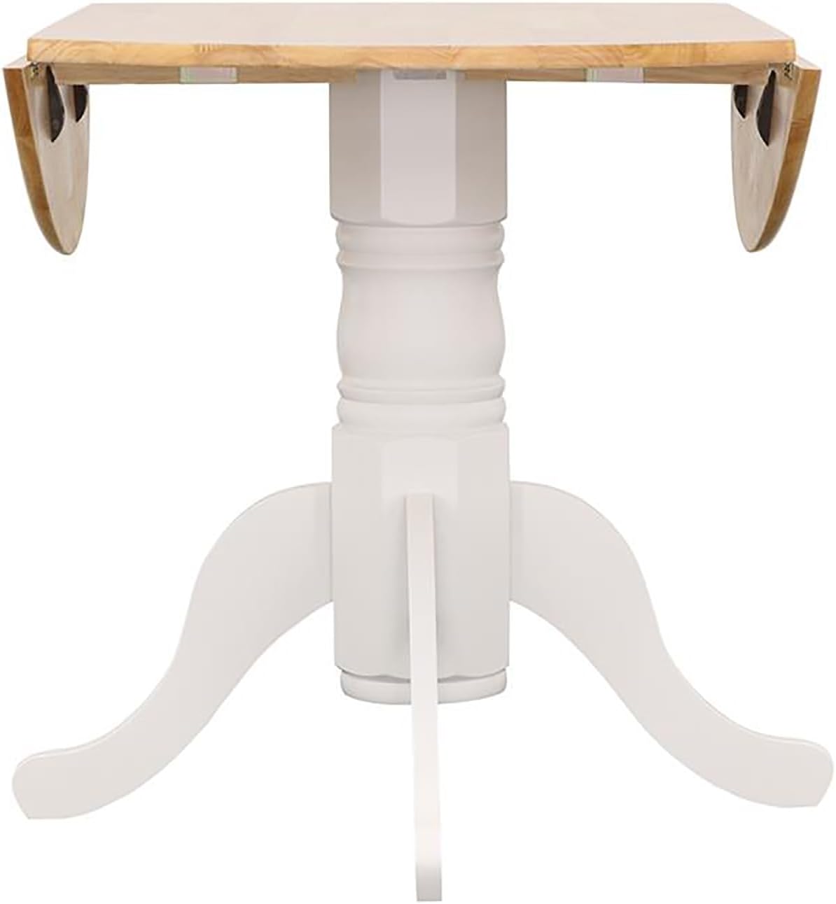 Natural Brown and White Round Drop Leaf Dining Table V2999