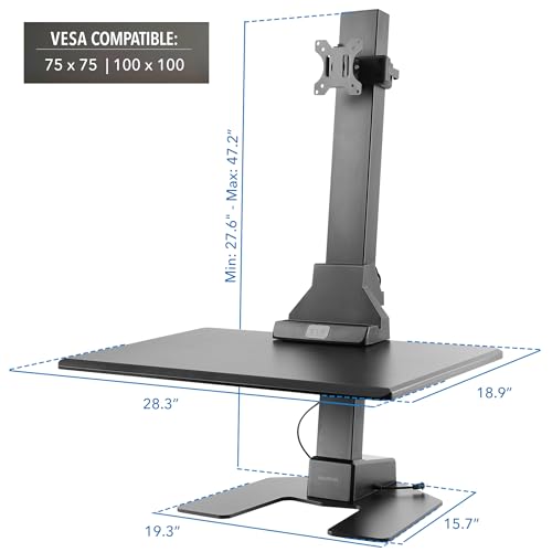 Mount-It! Electric Standing Desk Converter - Motorized Sit-Stand Desk Riser with Monitor Mount, 32" V46023