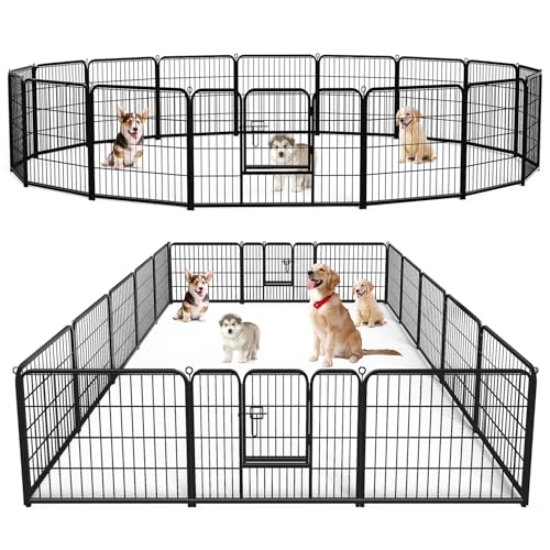 Sweetcrispy Dog Playpen Indoor - 8 Panel Metal Pet Fence with Doors for Small/Medium Pets R262216