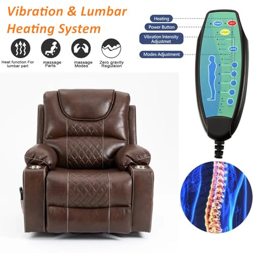 Lift Chair Recliner with Massage and Heat, Heavy Duty for Seniors, Brown V12888