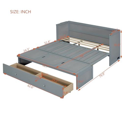 Harper & Bright Designs Queen Murphy Bed Cabinet, Solid Pine, Espresso W128