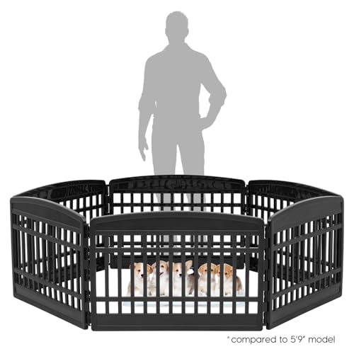 IRIS USA 24" 6-Panel Dog Playpen for Puppies & Small Dogs, Black N28330
