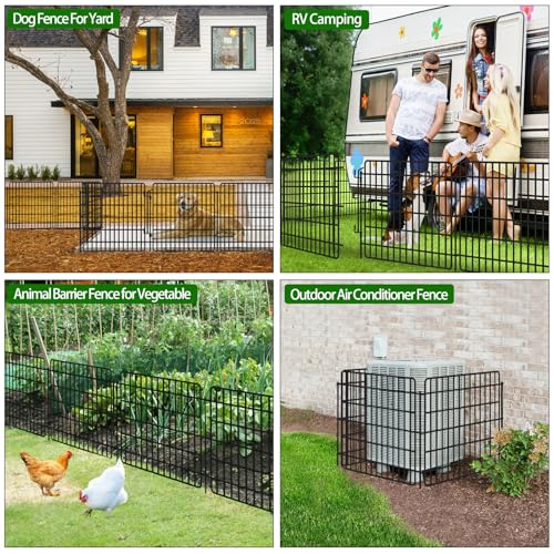 10 Panels Garden Fencing Animal Barrier, 33in x 24ft Rustproof Dog Fence W482439