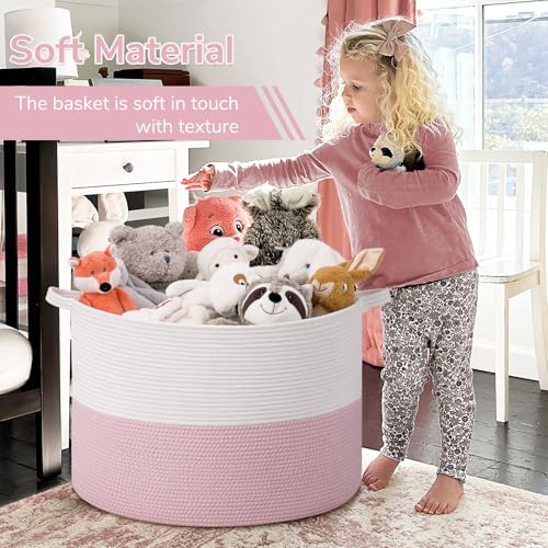 INDRESSME Large Cotton Rope Storage Basket with Handles, 90L Grey R37552