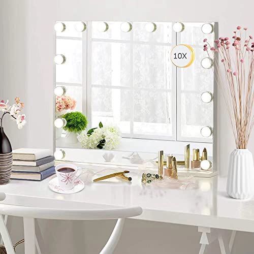 Zdorzi 31.5"x 23.6" Vanity Mirror Makeup Mirror with Lights,Large Hollywood Lighted Vanity Mirror with 18 Dimmable LED Bulbs,3 Color Modes,Touch Control for Dressing Room & Bedroom,Wall-Mounted,White