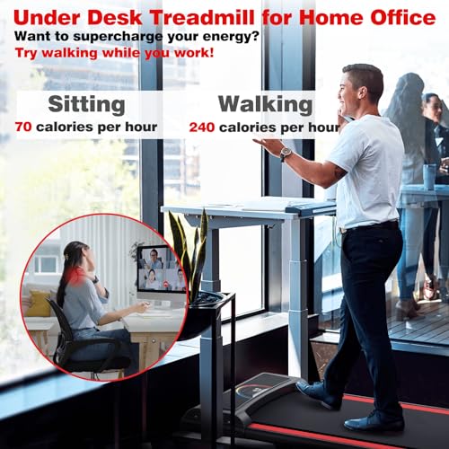 Walking Pad Treadmill 2 in 1, Under Desk Running Machine with Remote Control U4799