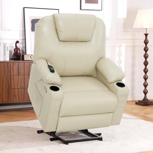 MCombo Power Lift Recliner Chair for Elderly with Heat and Massage, Faux Leather, Black V60394