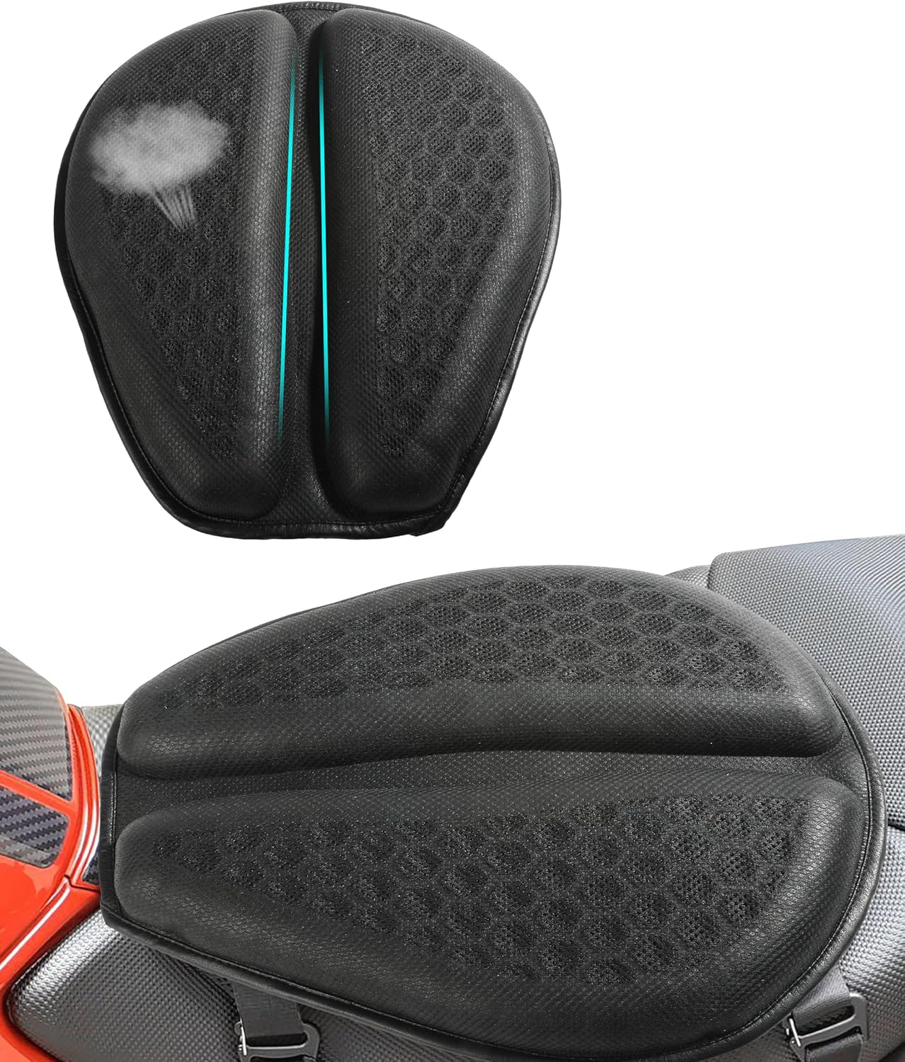 Universal Motorcycle Seat Cushion,Motorcycle Gel Seat Pad with 3D Honeycomb Shock-Absorbing Breathable Seat Cover,3D Honeycomb Shock Absorbing Seat Pad,Stay Cool Comfortable for Long Ride