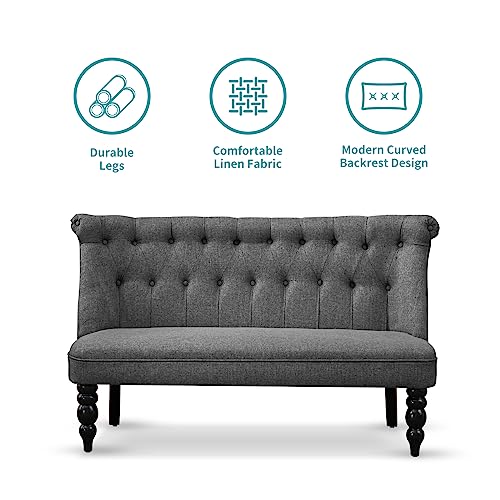 BALUS Upholstered Armless Loveseat, 2 Seater Linen Fabric Sofa L22514