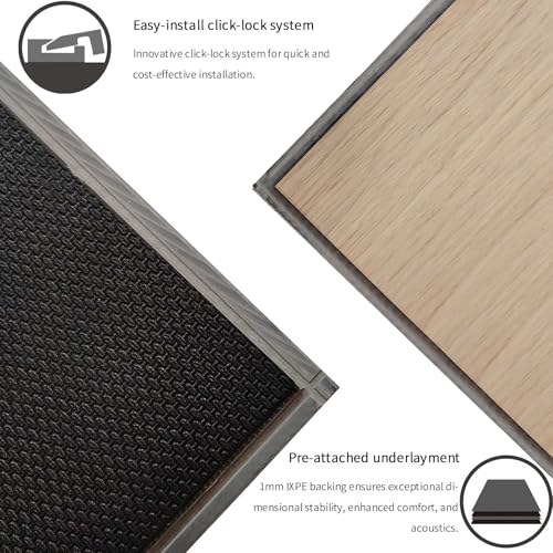 Interlocking Luxury Vinyl Flooring Wood-Look Planks SPC Rigid Core Waterproof Hickory Q852539