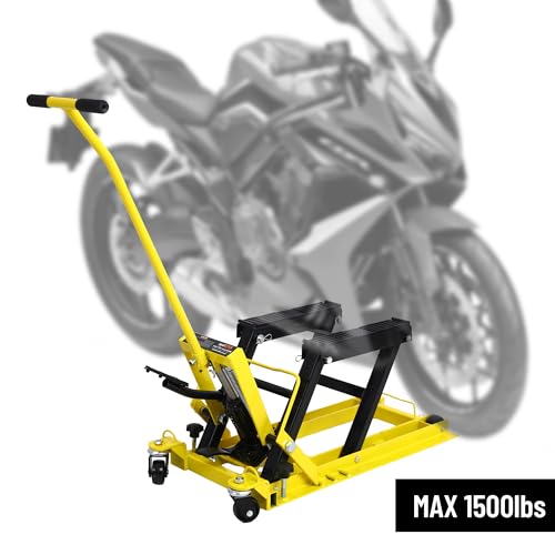 Hydraulic Motorcycle Lift Jack 1500 LBS, Foot-Operated Scissor Lift Table, Red H6166