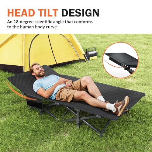 ATORPOK Camping Cot for Adults with Cushion, Portable Folding Bed, Gray F9576