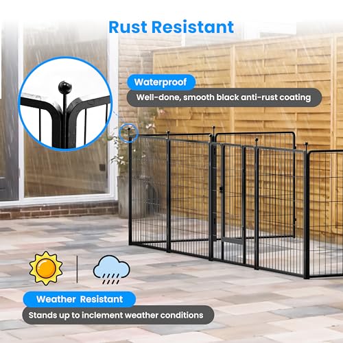 HealSmart Dog Playpen Indoor 32" Height 8 Panels for Small/Medium Dogs, Black J454
