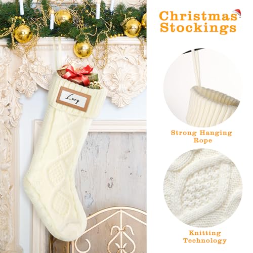 Cable Knit Christmas Stocking 18 Inch Red for Kids Holiday Fireplace Decor P481214