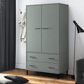 Wardrobe with Metal Legs Gray 35.4"x21.7"x67.9" Solid Wood OSLO,Compact Pine Wood Wardrobe with Ample Storage Space and Stylish Design for Home Armoires & Wardrobes, Bedroom Cabinets & Storage