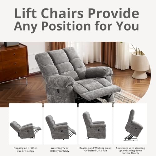 Oversized Power Lift Recliner Chair for Elderly with Massage and Heat T36815