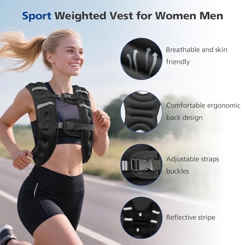 8lb-20lb Adjustable Weighted Vest for Men Women with Reflective Stripe N590