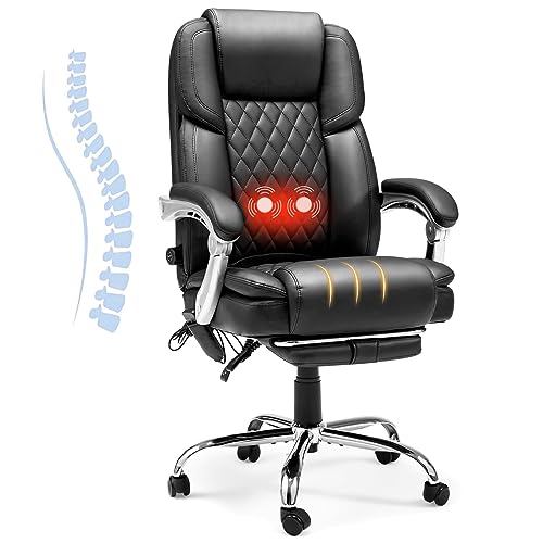HOMREST Executive Office Chair, Ergonomic Office Chair with 4 Points Massage,Big and Tall Office Chair with Heat,Home Office Desk Chair,White