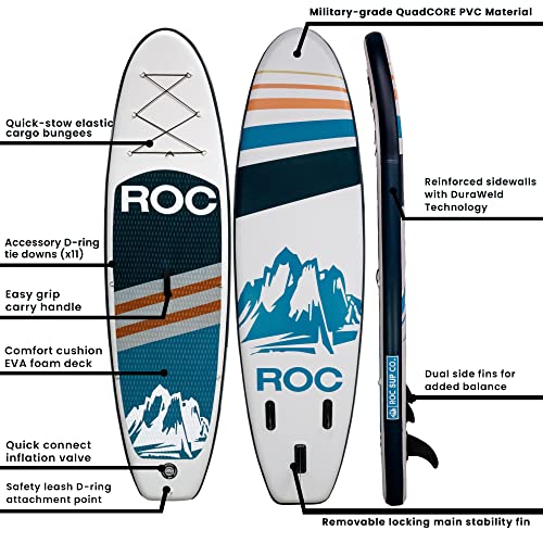 Roc Inflatable Stand Up Paddle Board with Premium Accessories, Wide Non-Slip Deck A34223