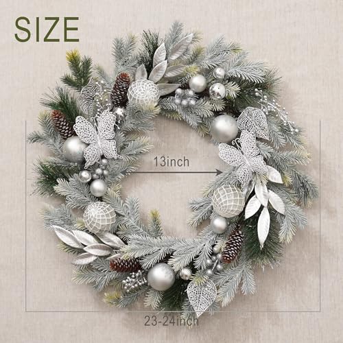 DecorbyHannah 24" Pre-Lit Pink Christmas Wreath with Ornaments Z91208
