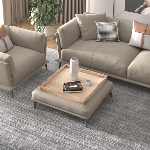 Torched Wood Ottoman Coffee Table Tray 24x24 K689