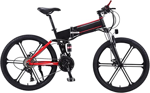 26" Electric Bike for Adult, 350W 36V/10A Adult Electric Bike Foldable with Hide Removable Battery, E-Commuting Mountain Bicycle 7 Speed Manual Shimano Gears