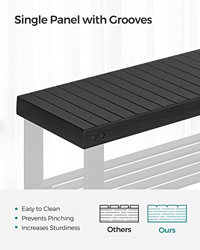 SONGMICS 3-Tier Bamboo Shoe Rack Bench, Entryway Storage, Ink Black X802