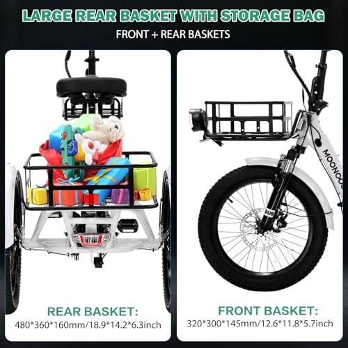 LILYPELLE 500W Folding Electric Tricycle for Adults with Large Basket P963646