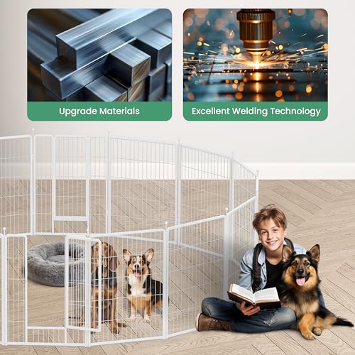 HealSmart Dog Playpen Indoor 32" Height 8 Panels for Small/Medium Dogs, Black J454