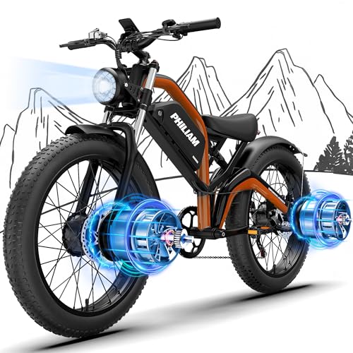Electric Bike for Adults 3000W Dual Motor 52V 23AH 26" Fat Tire Full Suspension P909