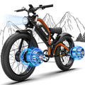 Electric Bike for Adults 3000W Dual Motor 52V 23AH 26" Fat Tire Full Suspension P909