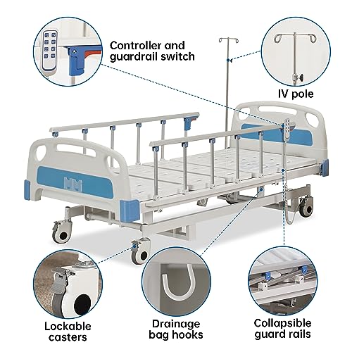 Electric Hospital ICU Bed with Mattress & IV Pole S6714