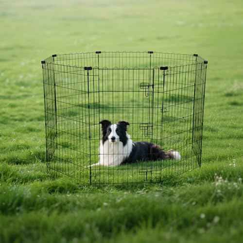 Amazon Basics Foldable Octagonal Metal Dog Playpen, Extra Large, Black G18040