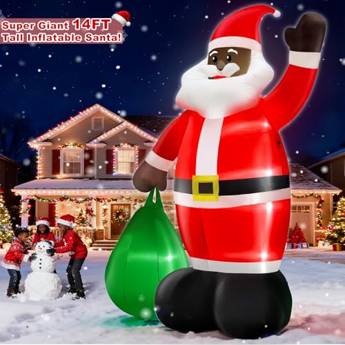 14 Ft Giant Christmas Inflatable Santa Claus with Gift Bag Outdoor Decor P199