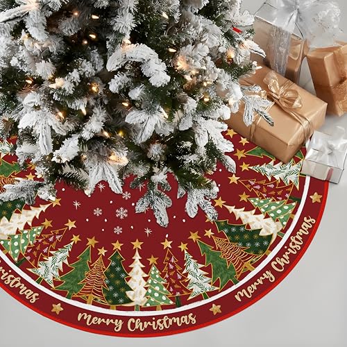 Red Christmas Tree Skirt 36 Inches for Holiday Decor U1938