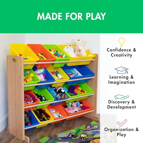 Humble Crew Supersized Toy Storage Organizer with 16 Removable Bins, Grey/White D772791