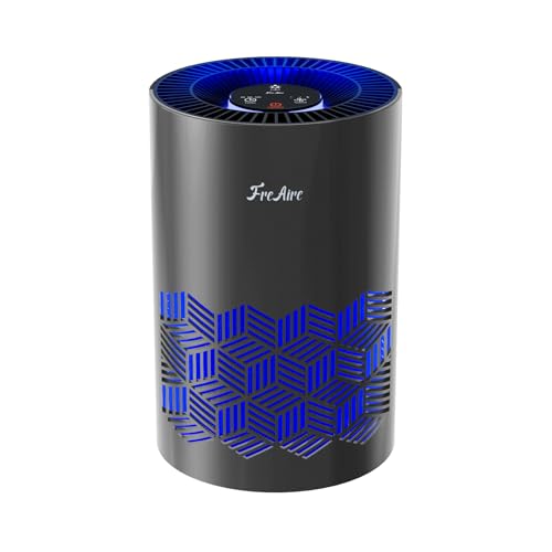 FreAire Air Purifiers for Bedroom, HEPA Air Purifier with RGB Lights Air Purifiers for Pets Dust Smoke Pollen Dander Smell, Portable Air Purifier with Air Filter For Home (Black)
