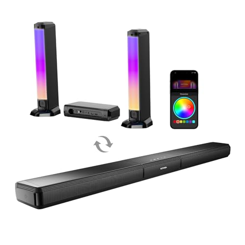 ULTIMEA 5.0ch Sound Bar for Smart TV, PC Soundbar with RGB Light, Detachable Soundbar for TV with App Control, 180W Peak Power, Bluetooth 5.3 TV Sound Bar, HDMI-ARC/Opt/AUX, Wall Mount, Apollo S70