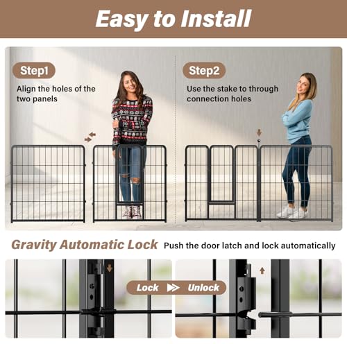 HealSmart Dog Playpen Indoor 32" Height 8 Panels for Small/Medium Dogs, Black J454