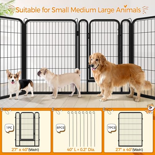 Yaheetech 8 Panels Dog Playpen, Metal 32" Dog Fence with Storage Bag S858