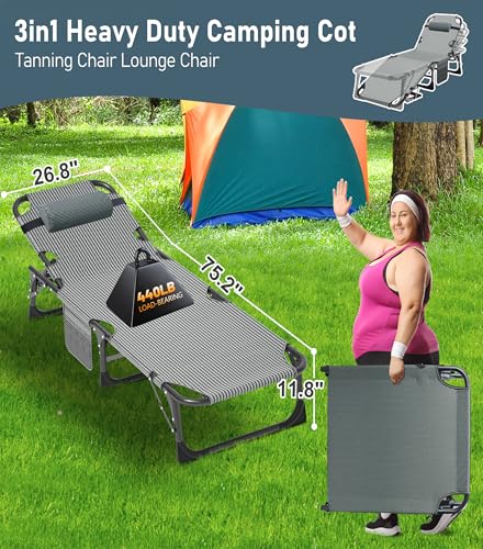 ABORON Oversized Folding Camping Cot for Adults, Double Layer 1200D, with Mat & Carrying Bag S2407