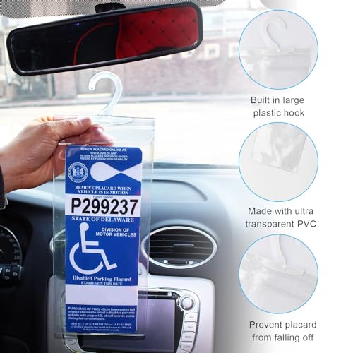 2 PCS Handicap Placard Holder, Transparent Disabled Permit Cover for Sun Visor F5032