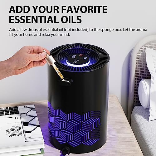 FreAire Air Purifier for Bedroom, HEPA with RGB Lights, Portable for Home (Black) F25506